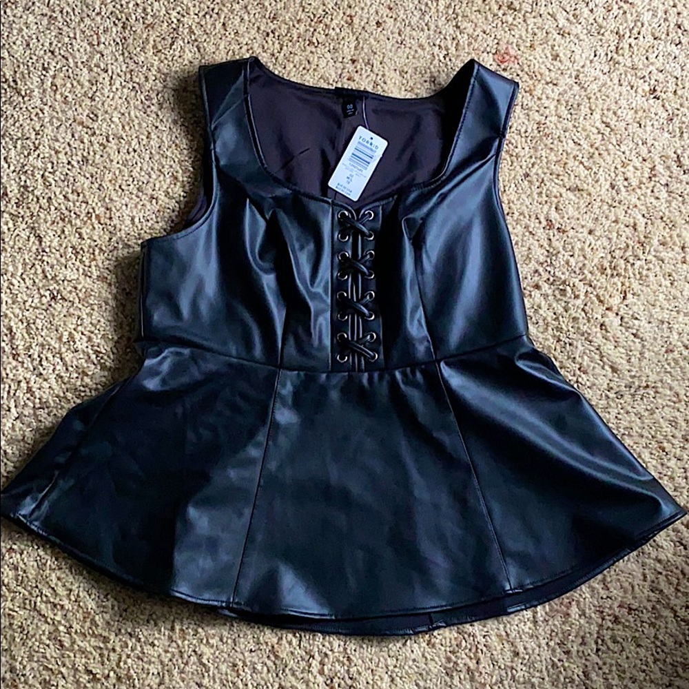 Torrid New Release Peplum Faux Leather Top